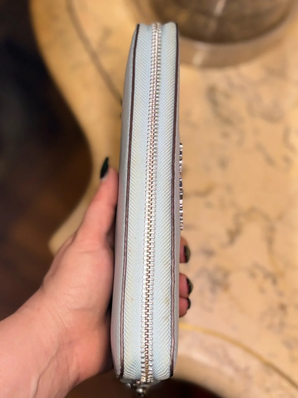 Michael Kors Pale Blue Leather Wristlet Wallet